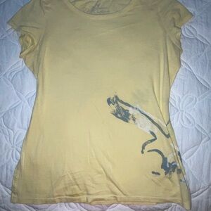 Vintage American Eagle Outfitters Butter Yellow Fitted Short Sleeve T-Shirt